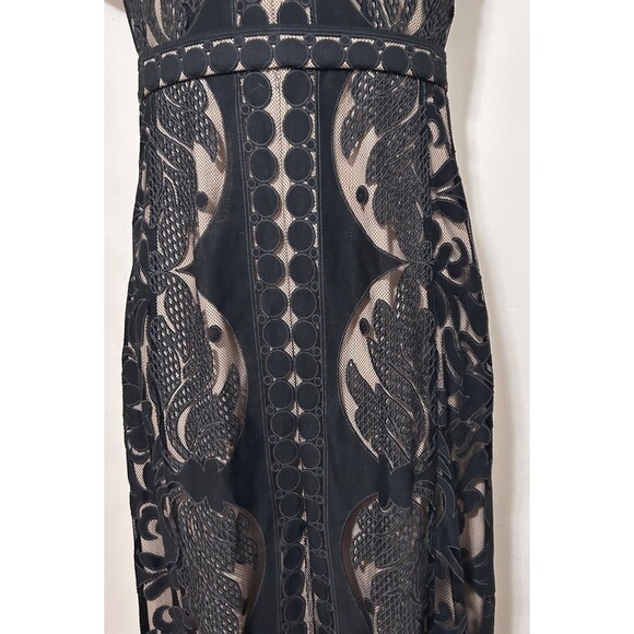 BGBG Maxazria Cailean Black Floral lace Cutout Long Dress Size 0 Preowned - Picture 5 of 16